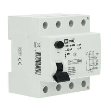 EMAT differentieelschakelaar 4-polig 40A 30mA type B (85002011)